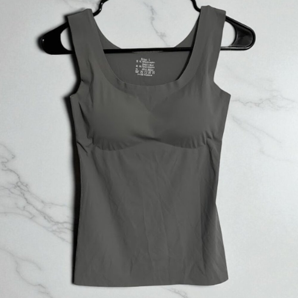 New Women’s Seamless Gray Tank Top – Stretch Slim Fit Basic Camisole